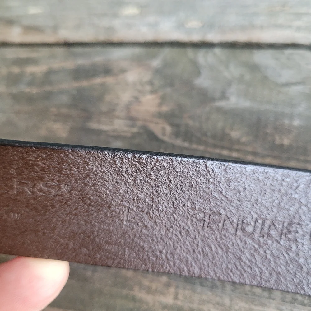 Dockers brown leather belt, silver buckle, lg unisex